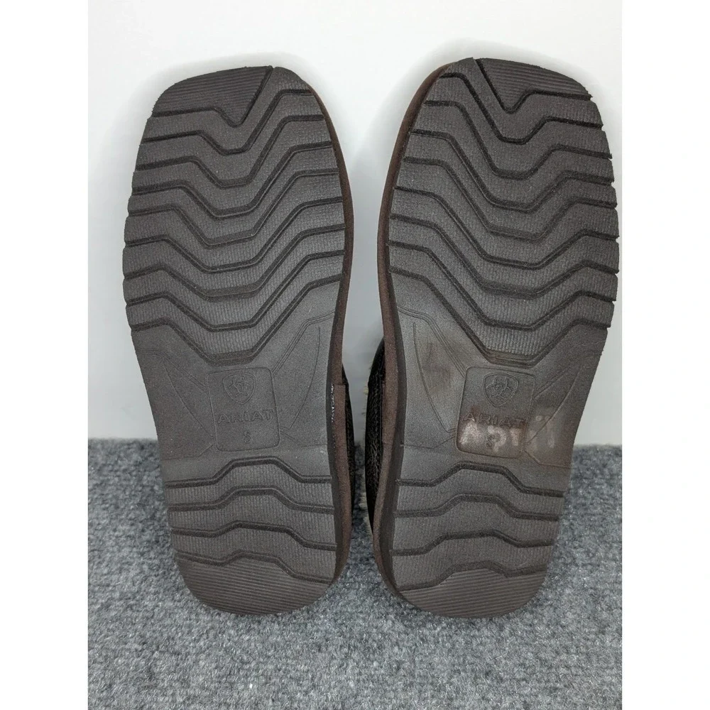 Ariat Patriot Square Toe House Slippers Boys Size Small (12-13)‎ Brown Leather